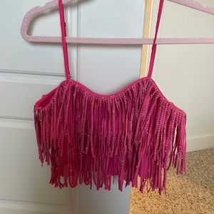Pink sparkle  fringe top